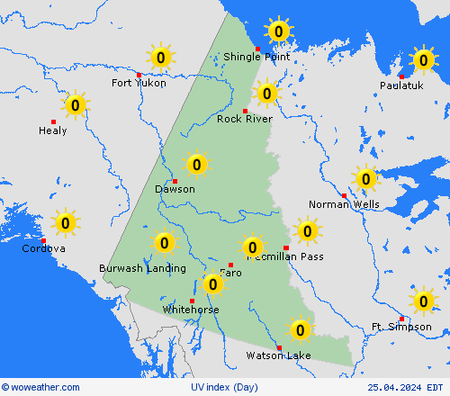 uv index Yukon North America Forecast maps