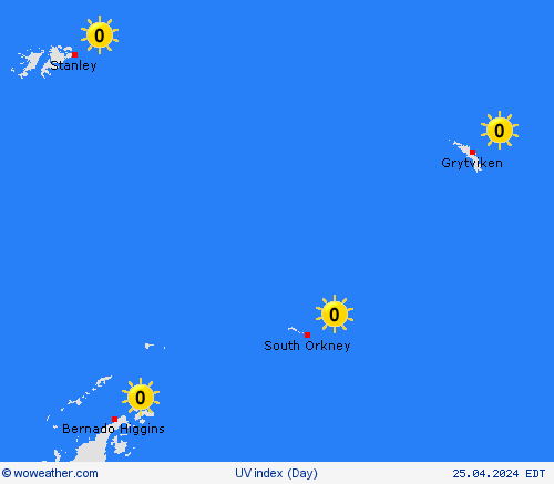 índice uv South Orkney Islands South America Mapas de pronósticos