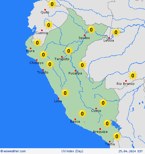 índice uv Peru South America Mapas de pronósticos