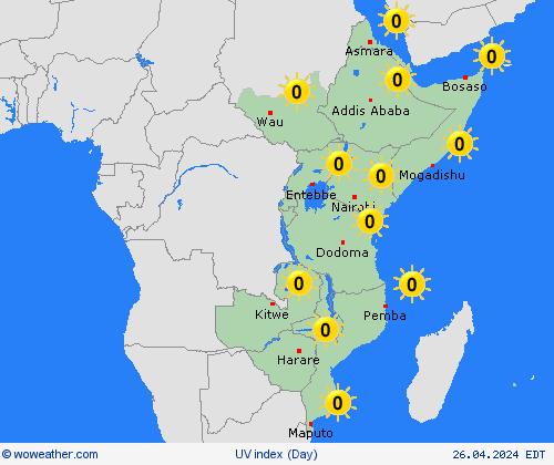 índice uv  Africa Mapas de pronósticos