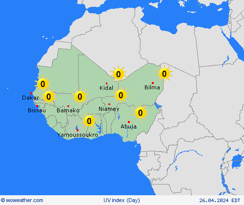 índice uv  Africa Mapas de pronósticos