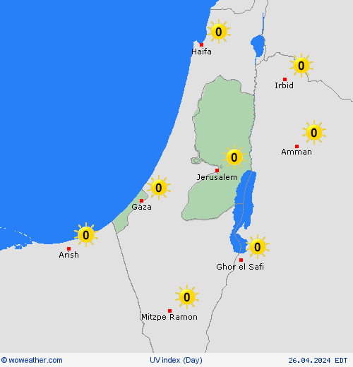 índice uv Palestine Asia Mapas de pronósticos