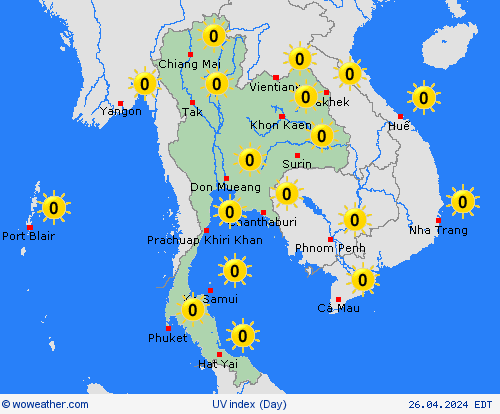índice uv Thailand Asia Mapas de pronósticos