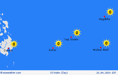 índice uv Palau Oceania Mapas de pronósticos