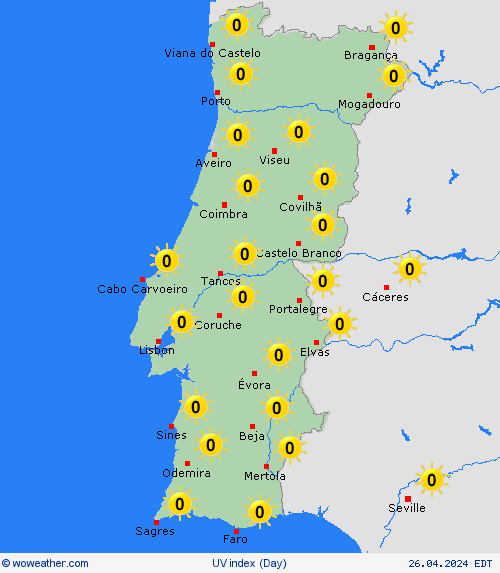 índice uv Portugal Europe Mapas de pronósticos