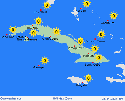 índice uv Cuba Central America Mapas de pronósticos