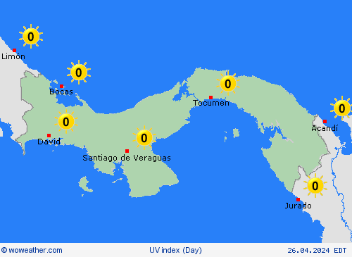 índice uv Panama Central America Mapas de pronósticos