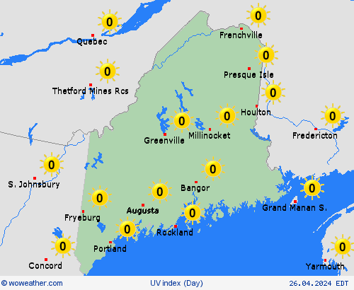 índice uv  USA Mapas de pronósticos