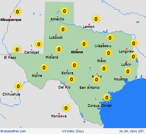 índice uv  USA Mapas de pronósticos