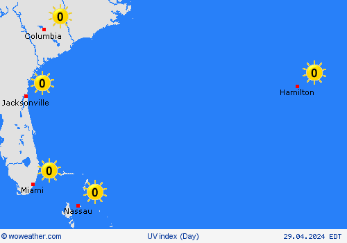 índice uv Bermuda Central America Mapas de pronósticos