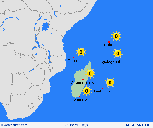 índice uv  Africa Mapas de pronósticos