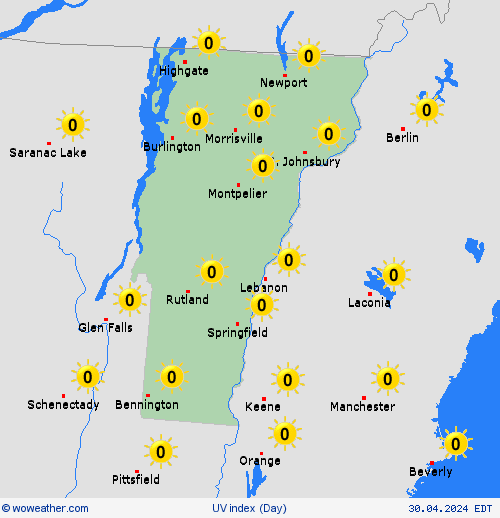 índice uv  USA Mapas de pronósticos