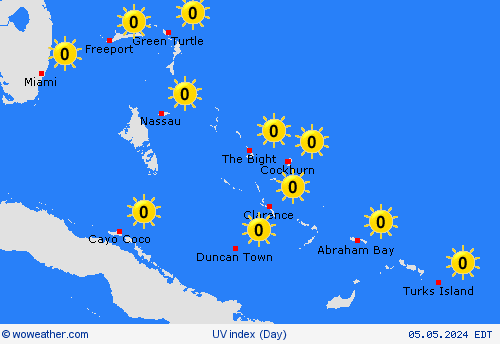 índice uv Bahamas Central America Mapas de pronósticos
