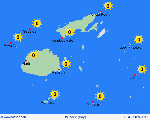 índice uv Fiji Oceania Mapas de pronósticos