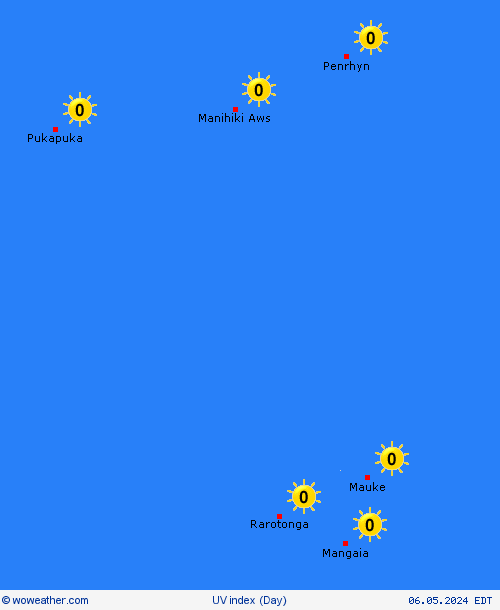 índice uv Cook Islands Oceania Mapas de pronósticos
