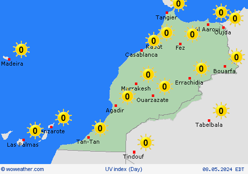 índice uv Morocco Africa Mapas de pronósticos