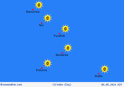 índice uv Tuvalu Oceania Mapas de pronósticos