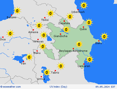 índice uv Azerbaijan Asia Mapas de pronósticos