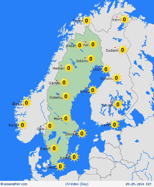 índice uv Sweden Europe Mapas de pronósticos