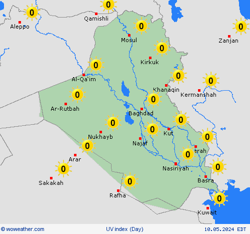 índice uv Iraq Asia Mapas de pronósticos