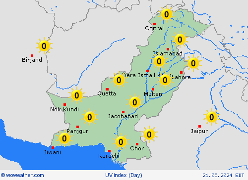 índice uv Pakistan Asia Mapas de pronósticos