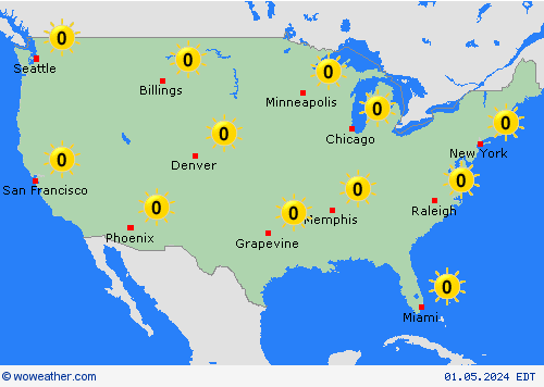  índice uv  USA Mapas de pronósticos