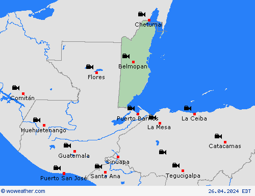 cámara web Belize Central America Mapas de pronósticos