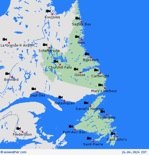 cámara web Newfoundland North America Mapas de pronósticos