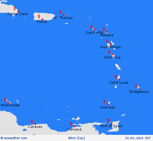 viento Barbados South America Mapas de pronósticos