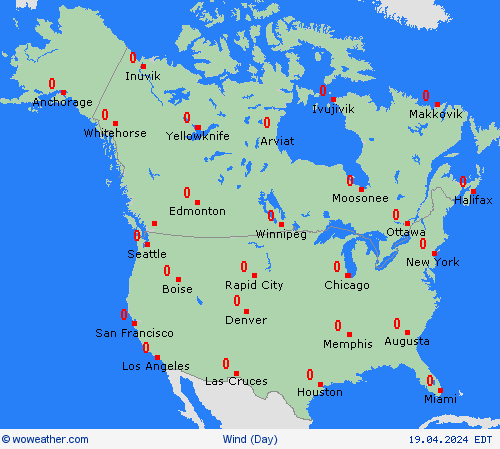 viento  North America Mapas de pronósticos