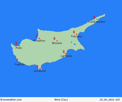 viento Cyprus Europe Mapas de pronósticos