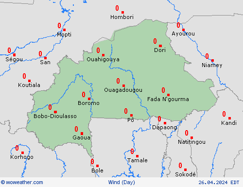 viento Burkina Faso Africa Mapas de pronósticos