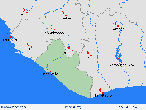 viento Liberia Africa Mapas de pronósticos