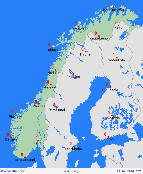 viento Norway Europe Mapas de pronósticos