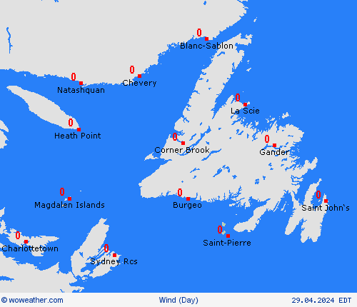 viento Saint Pierre and Miquelon North America Mapas de pronósticos