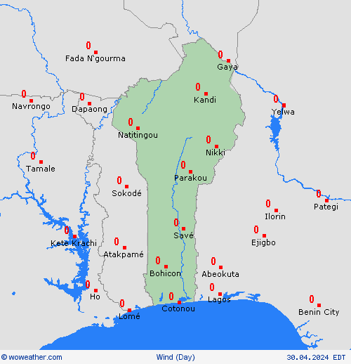 viento Benin Africa Mapas de pronósticos