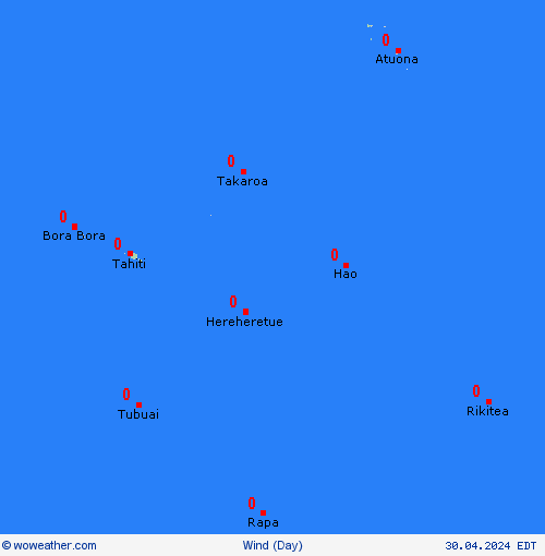 viento French Polynesia Oceania Mapas de pronósticos