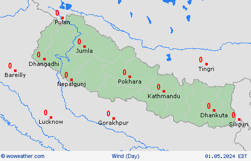 wind Nepal Asia Forecast maps