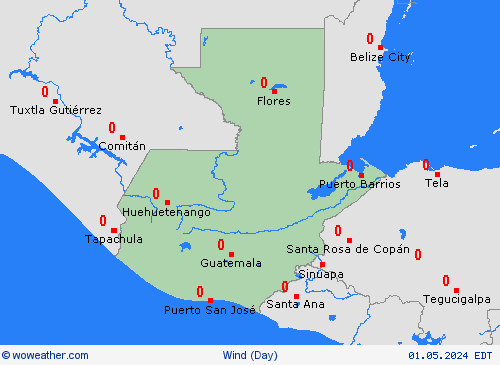 viento Guatemala Central America Mapas de pronósticos