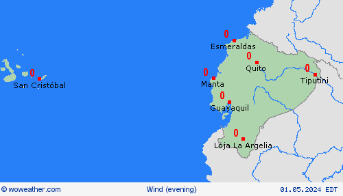 viento Ecuador South America Mapas de pronósticos