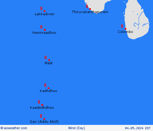 viento Maldives Asia Mapas de pronósticos