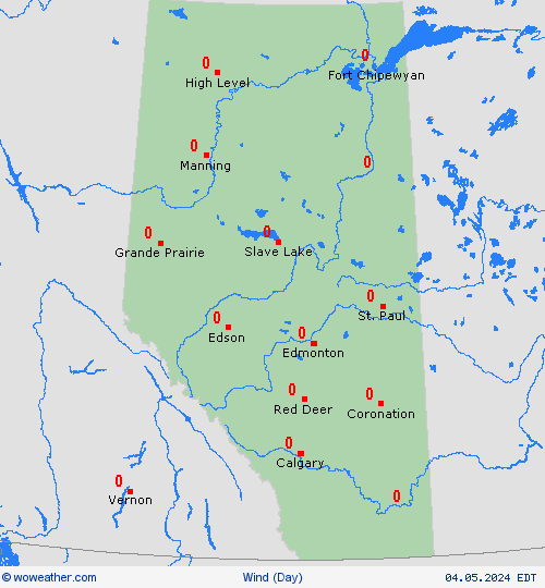 viento Alberta North America Mapas de pronósticos