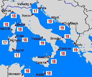 Middle Mediterranean Mapas de temperatura oceánica