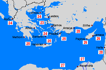 East Mediterranean Mapas de temperatura oceánica