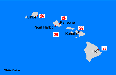 Hawaii Mapas de temperatura oceánica