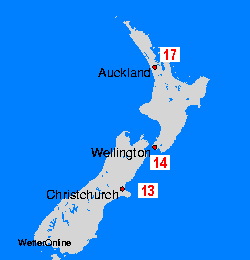 New Zealand Mapas de temperatura oceánica