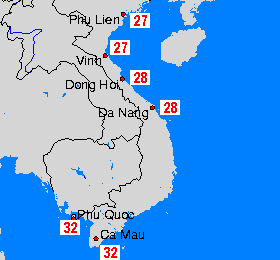 Vietnam Mapas de temperatura oceánica