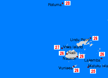 Fiji Mapas de temperatura oceánica