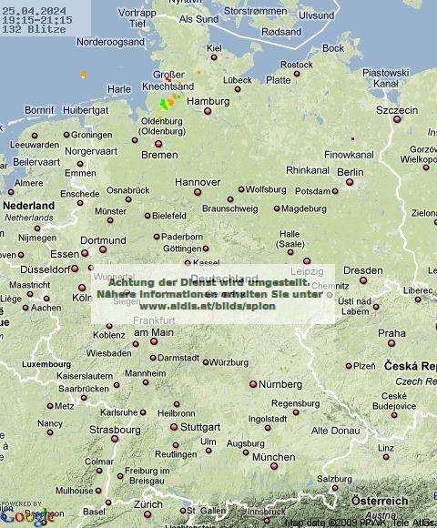 Lightning Germany 19:15 UTC Thu 25 Apr