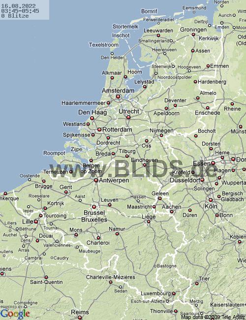 Lightning Netherlands 03:45 UTC Mon 15 Aug